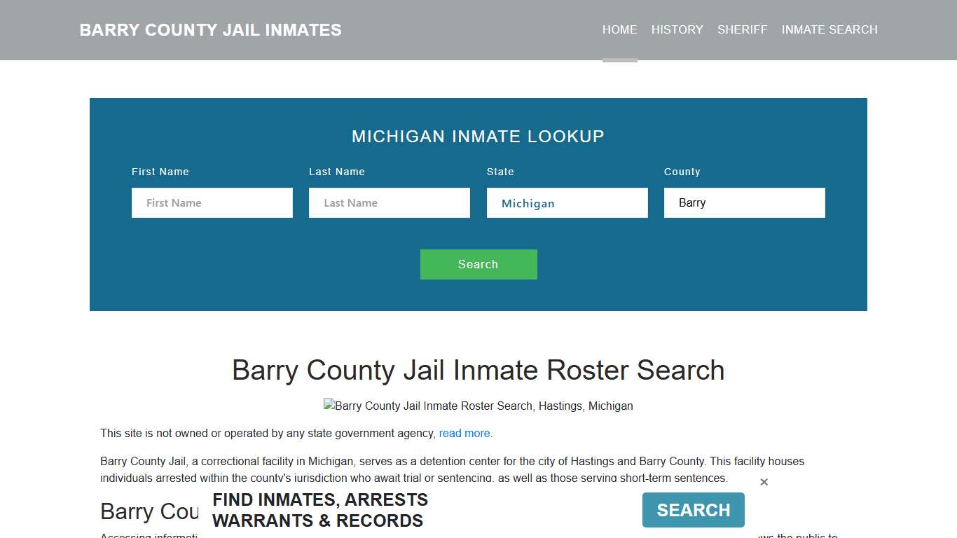 Barry County Jail Inmate Roster Lookup, Hastings, MI