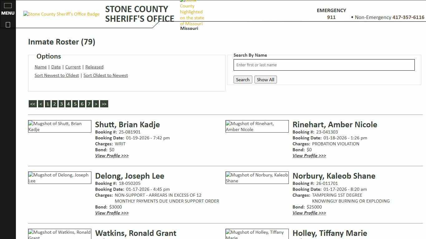 Inmate Roster - Current Inmates Booking Date Descending - Stone County Sheriff MO